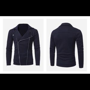 Men Zip Decoration Plain Jacket